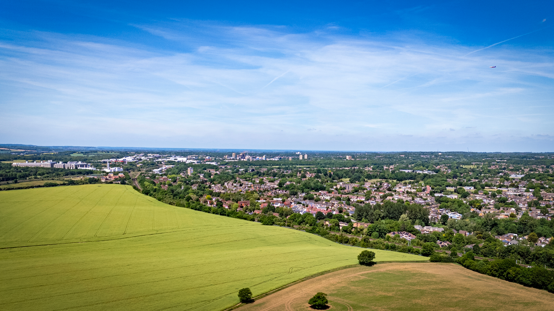 Stevenage town centre aerial view